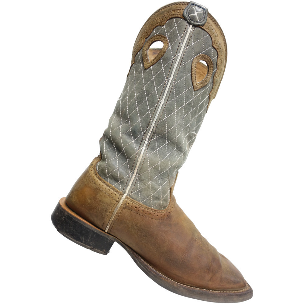 TWISTED X Men Cowboy Boots Ruff Stock Leather Brown/Grey Western 10D-US/9UK/43EU